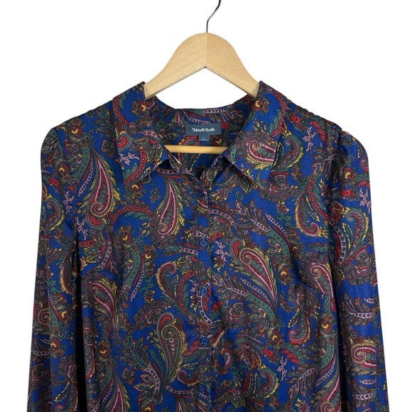 Modcloth Women’s Multicolor Paisley Button Down Blouse Size L - Picture 5 of 9